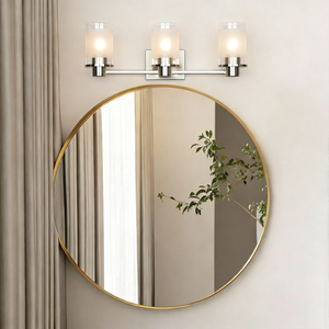 Lámpara de Pared Moderna Minimalista para Baño, con 3 Bombillas LED, Pantalla de Vidrio Esmerilado Cromado - Product Image 3