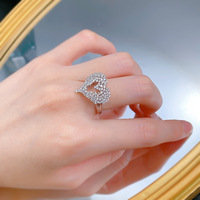 Nouvelle bague en argent sterling 925 en forme de cœur scintillant sertie de zircone cubique