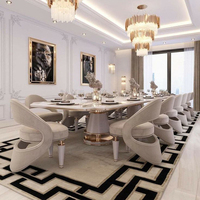Ensemble table et chaises de style crème français pour plusieurs personnes, table de banquet haut de gamme 10 places, luxe