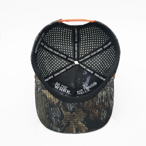 OEM ODM Custom 5 Panel Jungle Camo Waterproof Laser Perforated Baseball Cap Performance Men's Velour Rope Hunting Sporty <b>Hat</b> - Product Image 4