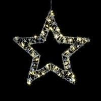 Éclairage décoratif extérieur en fil de cuivre pour les mariages de Noël ou la maison Étoiles et cercles suspendus à piles