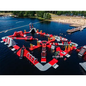 China Commercieel Opblaasbaar Waterpark Met Waterglijbaan En Zwembad Custom Aqua Park Games Gigantische Volwassene