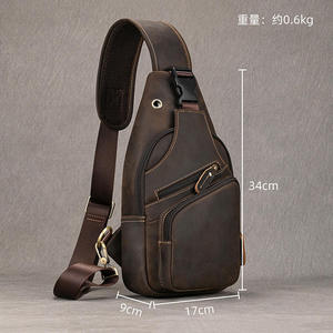 Sacs de poitrine en cuir Crazy Horse AndoBag pour hommes, sacs à bandoulière décontractés rétro en cuir de vache véritable, sac de transport quotidien en bandoulière 9455 - Product Image 3