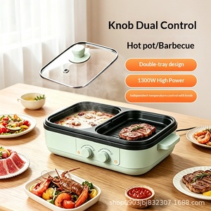 Grill électrique portable 1300W 220V/110V avec contrôle de température indépendant et revêtement antiadhésif - Product Image 3