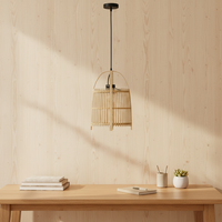 Lampe suspendue en bambou naturel tissé à la main, style rustique, en osier, style bohème, en rotin, pour la décoration de la maison