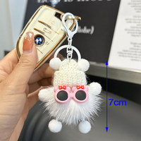 Porte-clés pendentif mignon en fourrure de vison douce, forme elfe, style dessin animé, populaire en Corée, pour sac à dos, cadeau