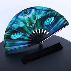 Abanicos de Mano Personalizados al por Mayor, de Bambú y Tela, con Marco de Bambú Negro, Plegables, Ideales para Eventos Empresariales - Product Image 3