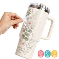 Pellicole personalizzate a colori con trasferimento UV per bicchieri da 40oz con manico, impermeabili e lavabili in lavastoviglie, MOQ basso 50 pezzi per piccole imprese