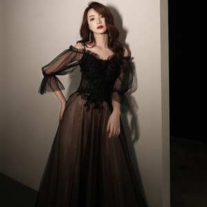 Elegant Evening Gown Women Black Off Shoulder Long Dress Empire Waistline Formal Party Banquet Dress 2026 New Style - Product Image 3