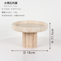 Plateau en marbre naturel sculpté Wabi Sabi, plateau surélevé pour fruits, rangement de bijoux, plateau en travertin pour la maison et la garde-robe