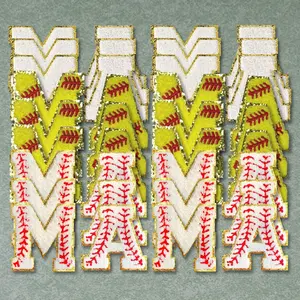 刺繍パッチサプライヤー野球ママのカスタムスポーツアイアン刺繍パッチバッジ衣類用