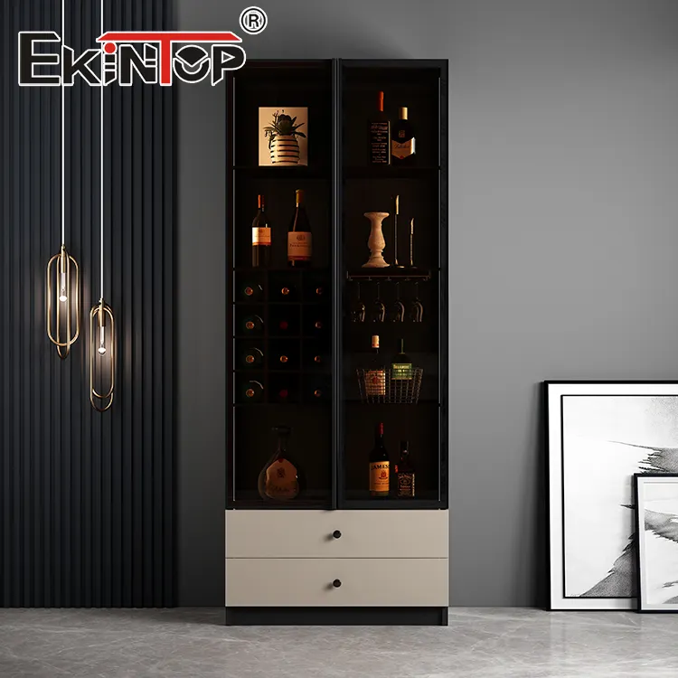 Ekintop Luxus hochwertige Wohnzimmer möbel Hochglanz schränke kommerziellen Barsch rank Whisky Bar Set