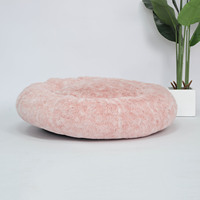 Hunde-Schaukelbett Donut-Form Weiches Rundes Kunstfell Einfarbiges Muster Wasserdichtes Lustiges Plüschbett