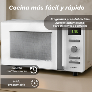 Forno a Microonde Grunkel 25L 800W Senza Piatto Girevole Design Piatto - Product Image 6