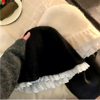 Chapeau de pêcheur en dentelle tricotée, style décontracté polyvalent pour femmes coréennes, automne/hiver