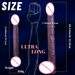 Dildo Masculino Enorme, Dilatador Realista, Color Negro Carne, Diseño Café, Doble Dureza, Silicona Líquida Suave, Impermeable IPx6, Juguete Sexual - Product Image 6