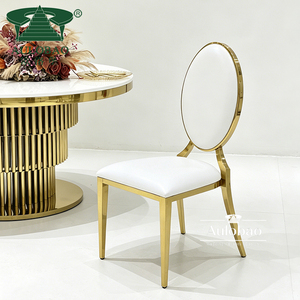 Nuevo Modelo de Muebles de Comedor, Silla de Boda de Lujo en Acero Inoxidable y Cuero Blanco - Product Image 2
