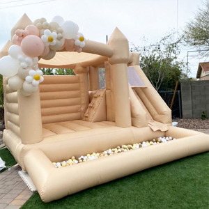 Kids indoor soft play equipment commercial jumping castle <b>inflatable</b> beige bounce <b>house</b> with slide and ball pool - Product Image 1