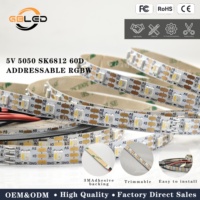 Tira de LED RGBW SK6812 5V 60LEDs/M SMD5050 direccionable individualmente, impermeable, para decoración navideña de jardín exterior, CE RoHS