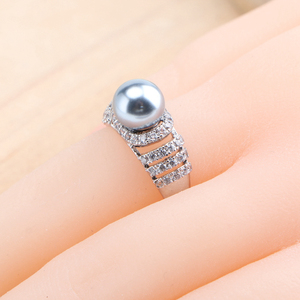 Ensembles de bijoux en argent 925 avec perles grises de mariage pour femmes ensemble de boucles d'oreilles en zircon blanc de mariée pierres bague Bracelet pendentif collier - Product Image 4