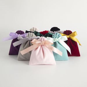 Sacs en velours 10x12cm pour emballage de bijoux, présentation de cadeaux, rangement, mariage, voyage, bonbons, pochettes anti-poussière à cordon - Product Image 1