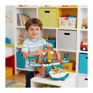 Creative <b>Builder</b> Tool Set Wooden Workbench Toolbox Engineer Toy Drill Construction Pretend Play Learning Development Toy - Product Image 3