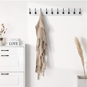 <span class=keywords><strong>Porte</strong></span>-<span class=keywords><strong>manteau</strong></span> mural en bois de pin massif de style farmhouse - 10 crochets pour accrocher les vêtements - Product Image 2