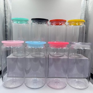 KOCDAM Entrepôt USA – Gobelets en plastique transparent vierges de 16 oz pour sublimation, tasses à café de 16 oz, canettes en plastique effet boule à neige avec couvercle en plastique coloré - Product Image 1