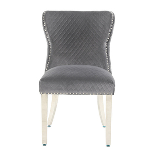 Wabi-sabi/japandi/nordico tessuto classico da pranzo sedie in metallo tirare anello grande retro grigio sedia da pranzo per soggiorno - Product Image 5