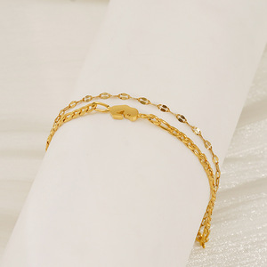 Stainless Steel Double Layer Chain Bracelet Geometric Design Unisex Jewelry - Product Image 1