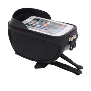 Bolsa para manillar de bicicleta, bolsillo negro impermeable para teléfono con pantalla táctil, accesorio de ciclismo con almacenamiento en tubo superior de alta capacidad - Product Image 5