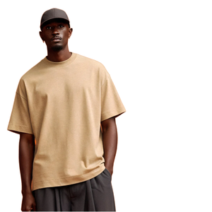 Summer New Arrival Heavyweight 300gsm Knitted Blank Solid Color Short-Sleeved Men's T-Shirt Custom Oversized 100% Cotton Logo - Product Image 1