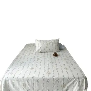 Ins Style 40 Sábana de cama estampada de algodón Sábana bajera de una pieza Funda nórdica Doble colcha 1,8 M Ropa de cama 100 Funda de almohada de algodón