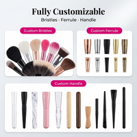 Lot de pinceaux de maquillage en bambou, grand pinceau à poudre pour le visage, poils synthétiques doux, vegan et sans cruauté animale, plat, personnalisable