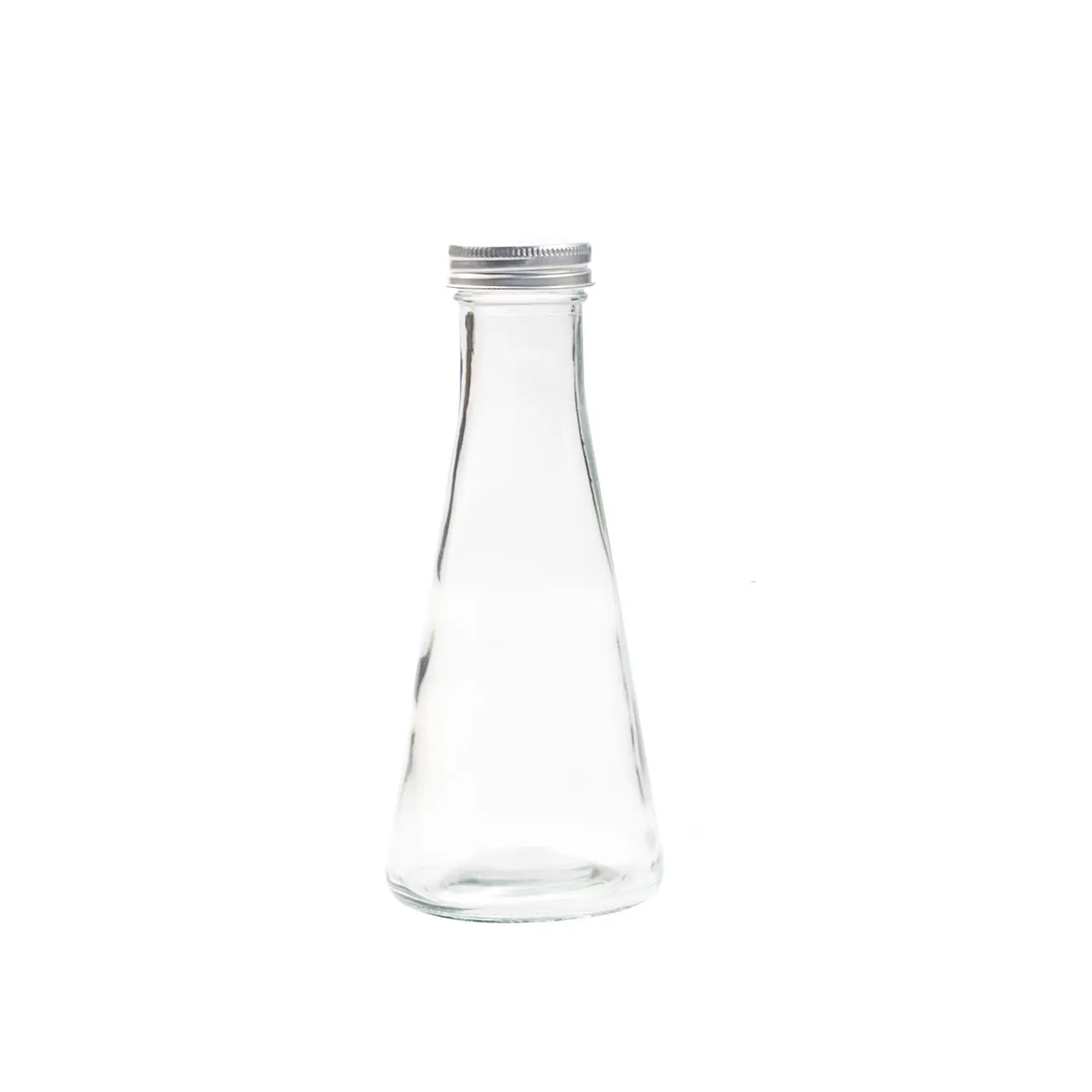 Bouteille en verre de jus triangulaire de 300ml avec couvercle scellé, bouteille d'emballage en verre de boisson de thé au citron vide