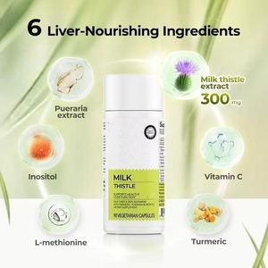 Adult Milk Thistle 6 <b>Liver</b>-Nourishing Ingredients Support <b>Liver</b> Health Detox Vegetarian Dietary <b>Supplement</b> with Turmeric Extract - Product Image 5