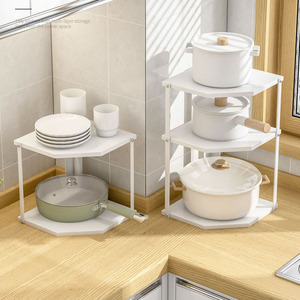 OWNSWING Organisateur de cuisine en forme d'éventail Support de <span class=keywords><strong>rangement</strong></span> d'angle pour assaisonnements <span class=keywords><strong>sous</strong></span> l'évier Étagère de <span class=keywords><strong>rangement</strong></span> triangulaire multicouche - Product Image 1