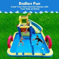 Toboggan aquatique gonflable pour l'humide et le sec, château gonflable pour enfants avec souffleur d'air, piscine à jets d'eau