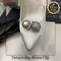 Clips de chaussures amovibles à double perle et strass, accessoires de luxe DIY pour escarpins, chaussures à bout ouvert et talons de mariée pour femmes