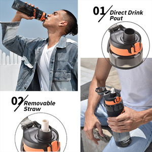 Bouteilles d'eau de sport de fitness en Tritan sans BPA de 32 oz avec poignée de transport <span class=keywords><strong>pour</strong></span> enfants, étudiants, unisexe - Product Image 3