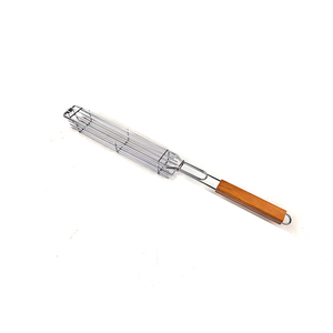 Panier à <span class=keywords><strong>kebab</strong></span> multifonctionnel en acier inoxydable, outils de barbecue, panier de cuisson au barbecue avec poignée en bois - Product Image 4