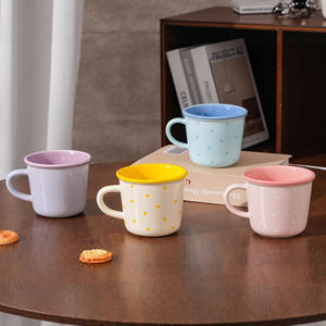 Mug en céramique avec poignée, motif à pois, pour enfants, cadeau de rentrée scolaire, tasse individuelle 8901 - Product Image 1