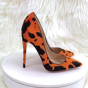 New Women Orange <b>Pointed</b> <b>Toe</b> Sexy <b>Flat</b> 6/8/10/12Cm Customized Designer Shoes Plus Size 34-45 High Heels - Product Image 2