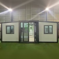 Maison conteneur extensible à double aile avec fenêtres, structure en acier modulaire, pour centres commerciaux et hôtels, design moderne, fournie directement par l'usine