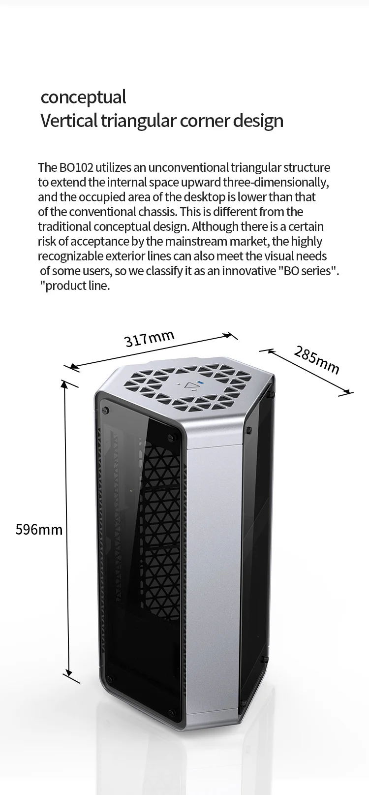 Jongsbo — boîtier BO102 à trois chambres en verre, mini tour de pc pour jeux vidéo, compatible avec NAS, pour ITX