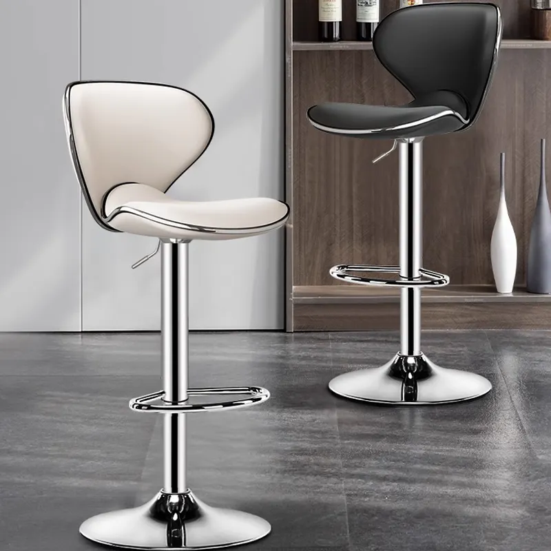 Tabouret de bar pivotant moderne de luxe à dossier haut en cuir artificiel Chaise haute