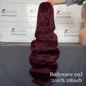 Perruque Lace Frontale 13x4 en Cheveux Humains Ondulés Profonds, Densité 200%, Couleur Bourgogne 99J, Perruque Bouclée Colorée pour Femmes - Product Image 2