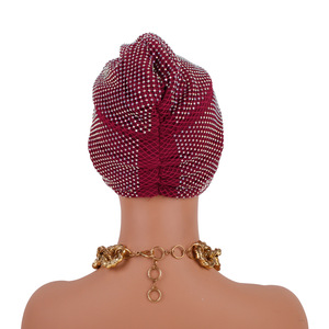 หมวกแก๊ปผ้าโพกหัวกากบาทสำหรับผู้หญิงหมวกผ้าโพกหัวสไตล์แอฟริกันหมวกสไตล์ HZM-24406สำหรับงานแต่งงานสไตล์ไนจีเรียหมวกคลุมศีรษะมุสลิม - Product Image 6