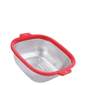 Stainless Steel Rectangular Drain Basket With <b>Plastic</b> <b>Edge</b> Multifunctional Vegetable Fruit Washing Strainer - Product Image 2