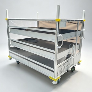 <span class=keywords><strong>Chariot</strong></span> de rangement multi-niveaux réglable à 3 niveaux pour entrepôt, avec barres de rangement et roues métalliques - Product Image 1